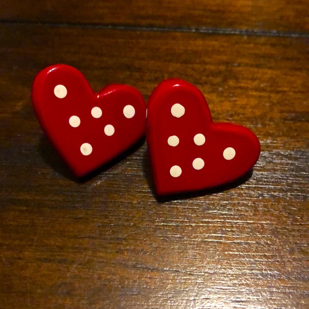 Vintage Red Heart Dice Earrings